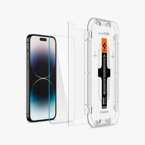 AGL05202 - iPhone 14 Pro Max Screen Protector EZ FIT GLAS.tR (Sensor Protection) showing the device